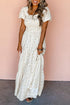 Enchanted Garden Floral Print Smocked Puff Sleeve Maxi Dress